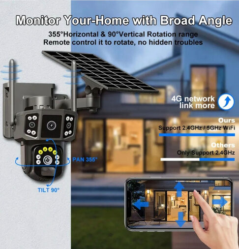 Solar powered 4MP 4G SIM security camera