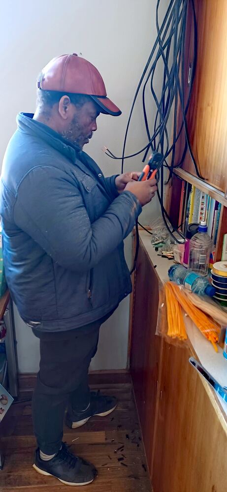 LDI technician wiring a CCTV system
